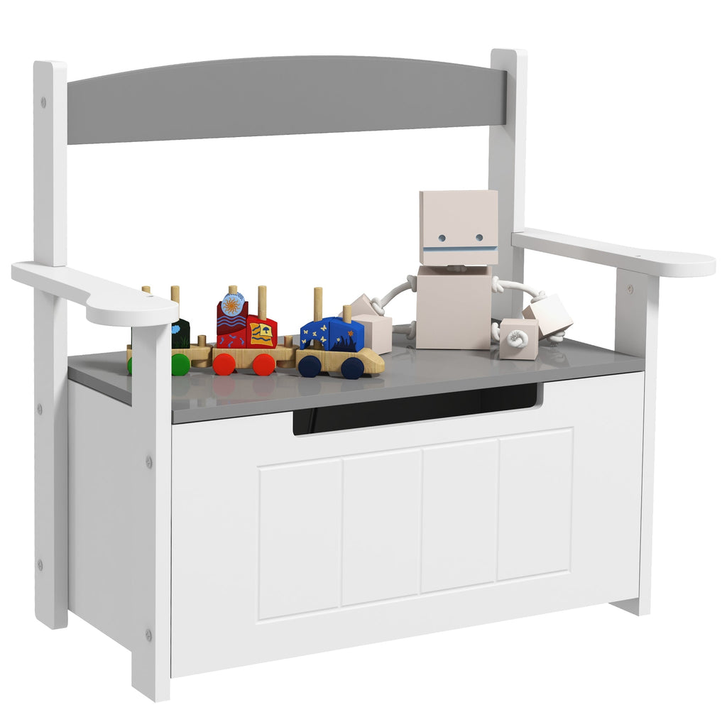 2-in-1 Toy Box for Kids with Lid for Bedroom, Nursery, Playroom, Grey-0