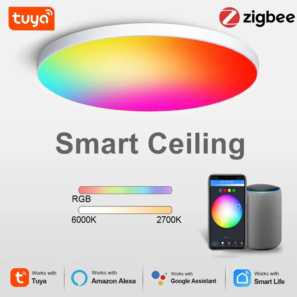 Smart Home Lighting: Tuya Zigbee 3.0 WiFi RGBW LED Ceiling Lamp-2